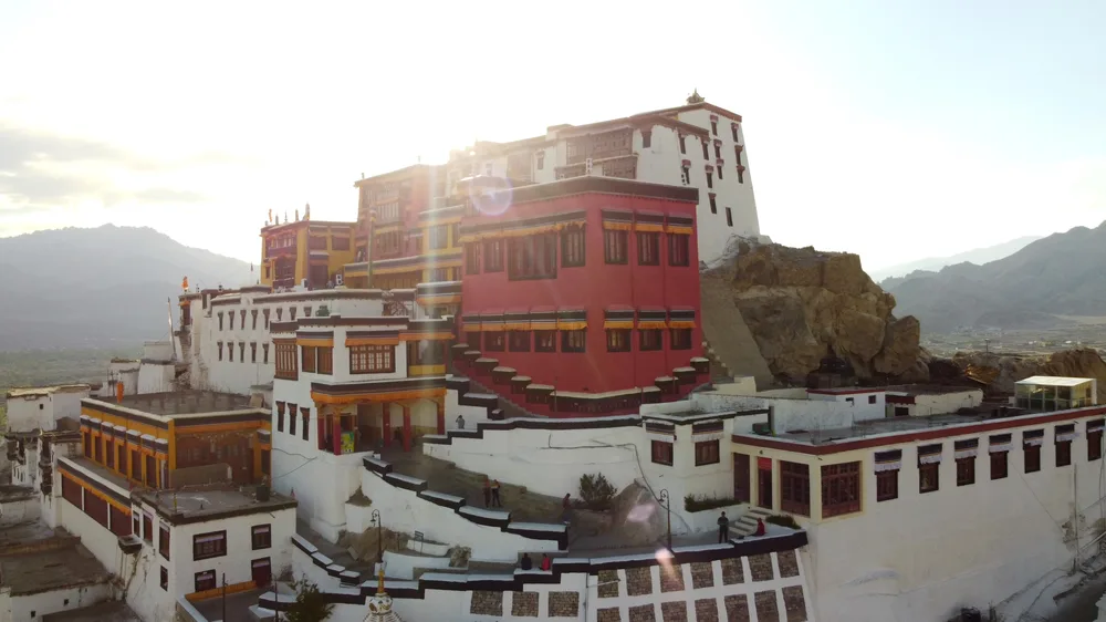 Aerial view of Thiksey Monastery in Ladakh, India